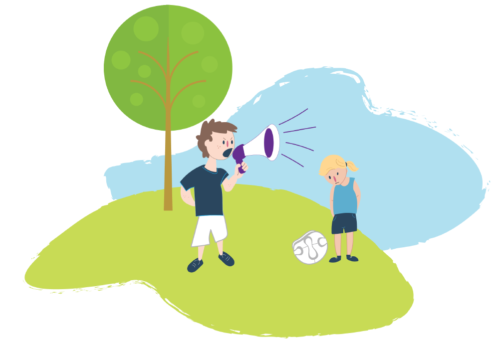 Boy yelling at friend