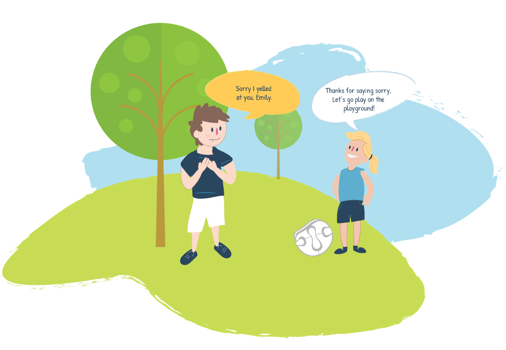 Boy apologising to friend