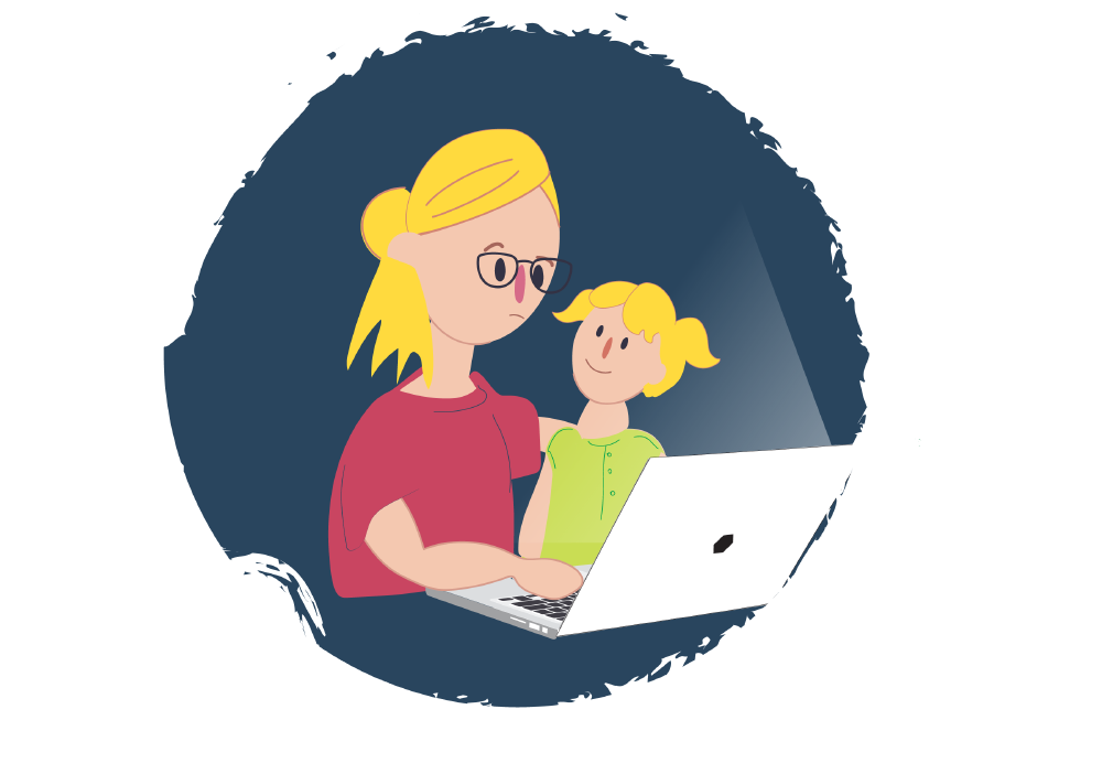 Girl with her Mum looking online