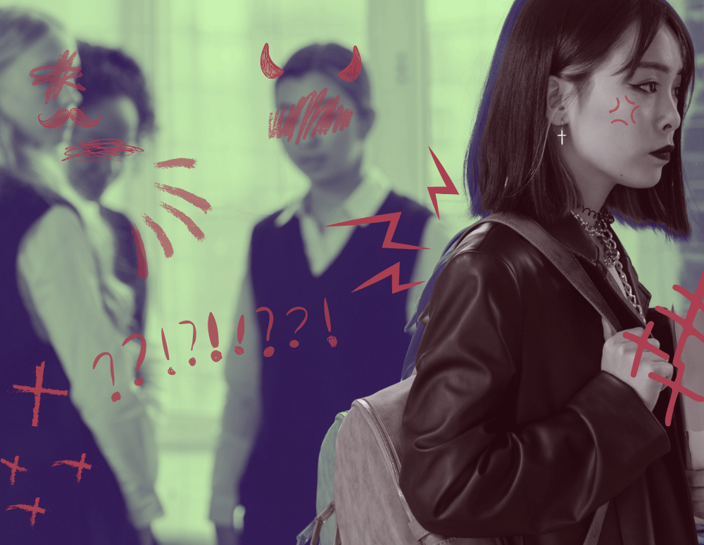 Teen girl looking irate