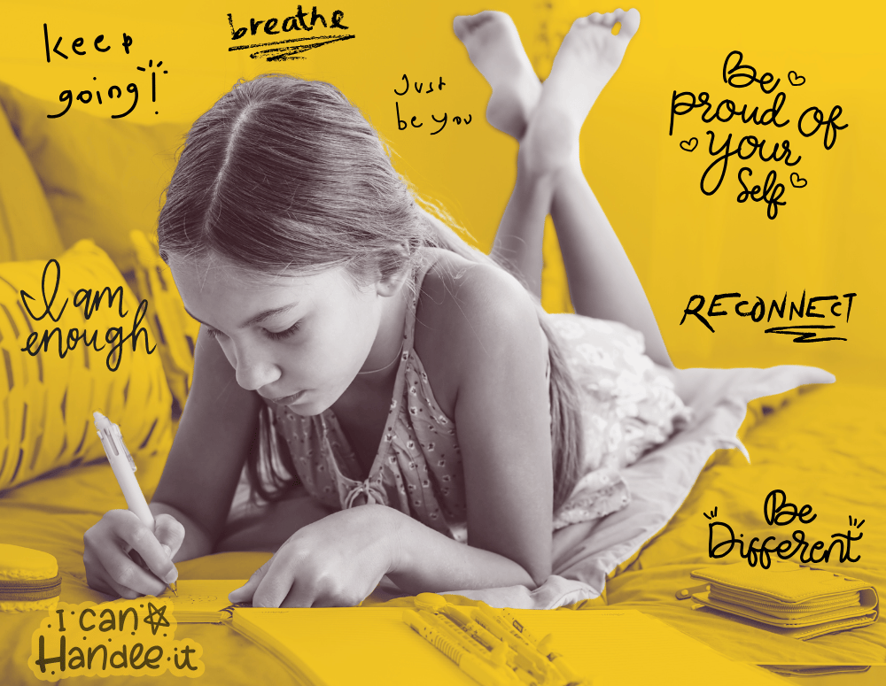 Teen writing in journal