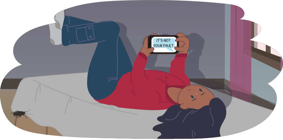 Child looking at Kids Helpline on phone