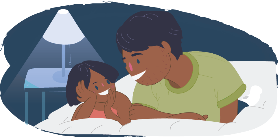 Child talking happily to parent or guardian
