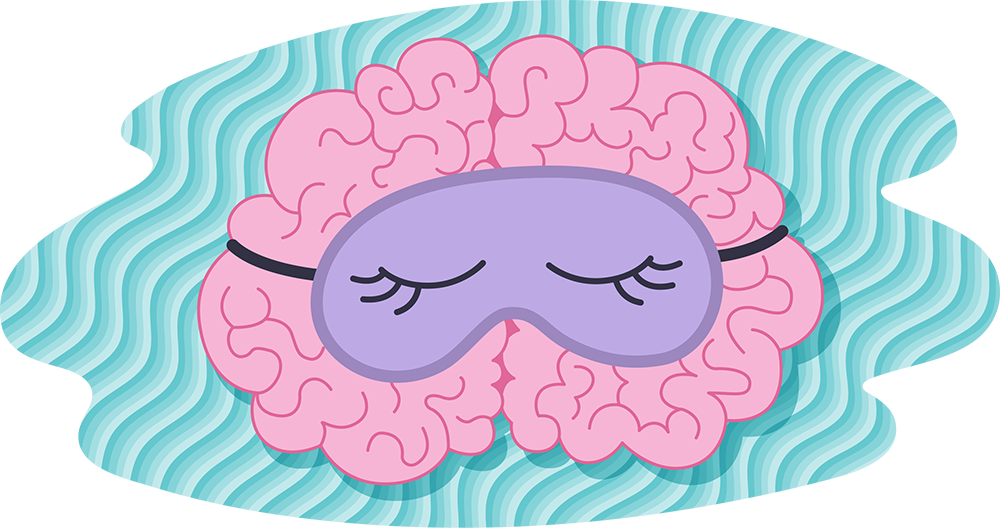 Brain with sleep mask on