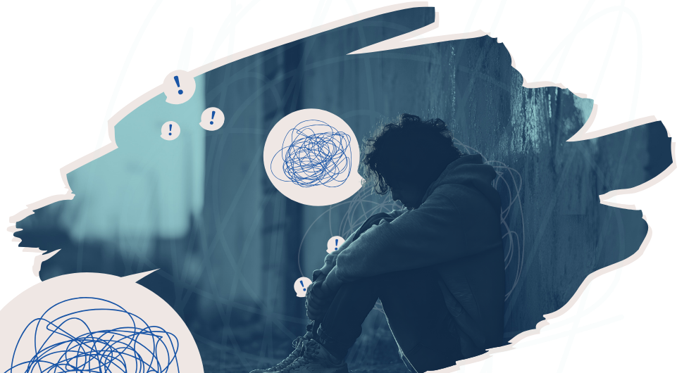 A teen boy looking stressed at sad