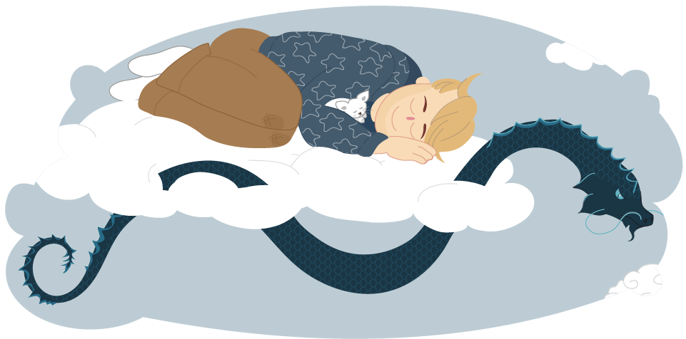 Male laying in bed sleeping and dreaming