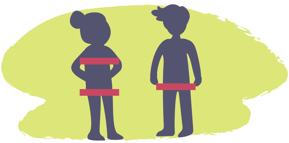 Silhouette of boy and girl with private parts blanked out
